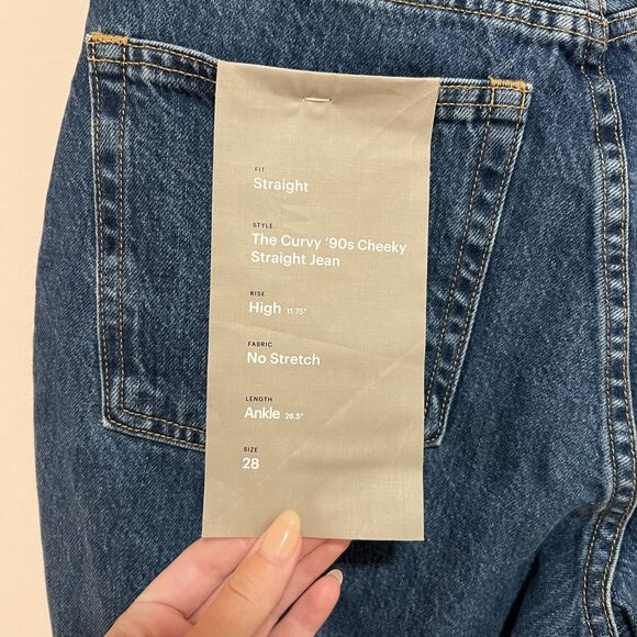 NWT Everlane The '90s Curvy Cheeky Straight Jean Medium Blue Size 28 - Picture 10 of 12